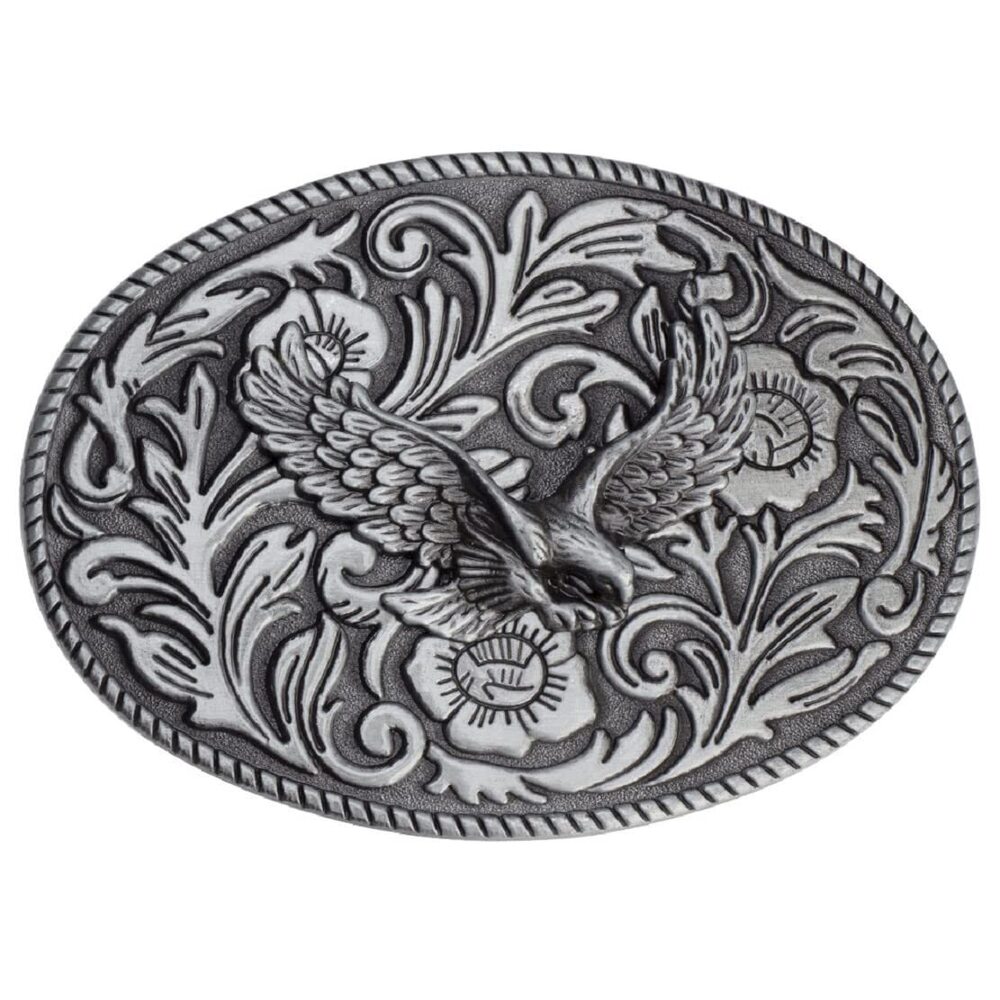 8235 Silver Vintage Western Filigree Eagle Belt Buckle, 10 7cm, Fits Belts